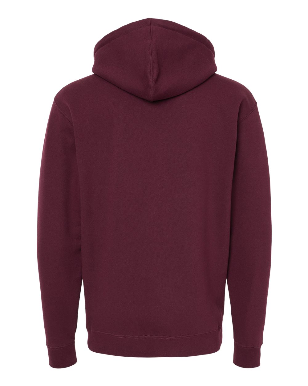 Rear View of Maroon Heavyweight Hooded Sweatshirt - IND4000
