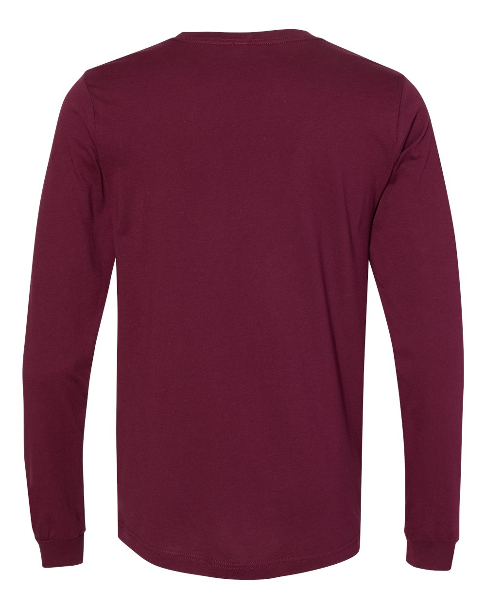 Rear View of Maroon Jersey Long Sleeve Tee - 3501