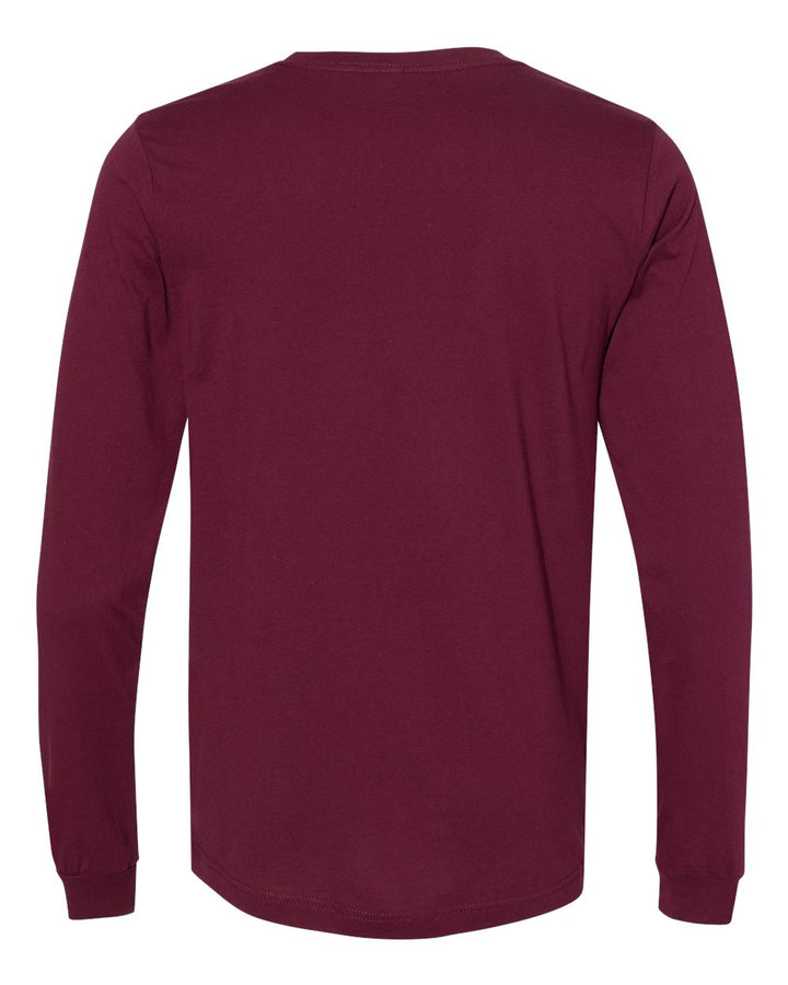Rear View of Maroon Jersey Long Sleeve Tee - 3501
