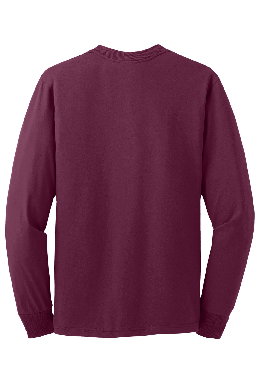 Rear View of Maroon Jerzees - Dri-Power 50/50 Cotton/Poly Long Sleeve T-Shirt. 29LS