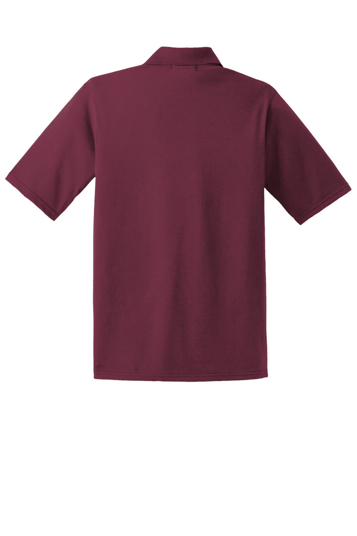 Rear View of Maroon Jerzees Dri-Power Pocket Sport Shirt. 436MP