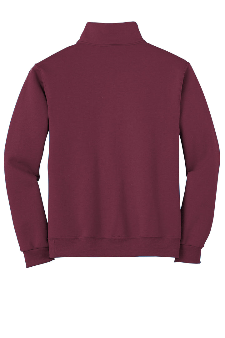 Rear View of Maroon Jerzees - NuBlend 1/4-Zip Cadet Collar Sweatshirt. 995M