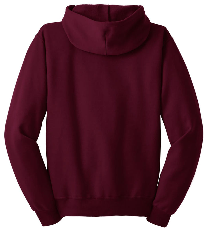 Rear View of Maroon Jerzees - NuBlend Full-Zip Hooded Sweatshirt. 993M