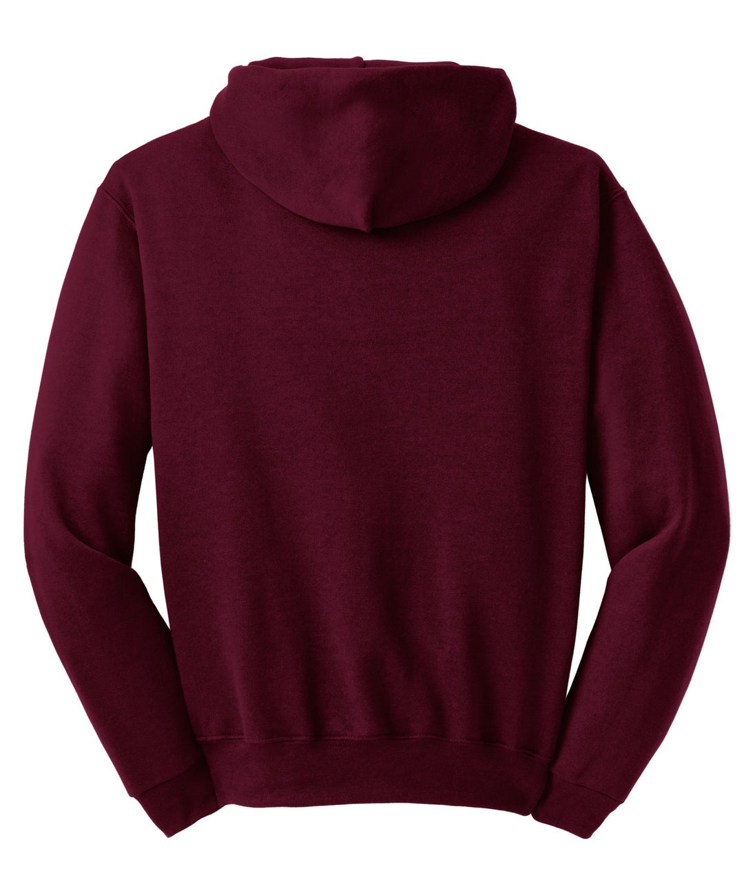Rear View of Maroon Jerzees NuBlend Pullover Hooded Sweatshirt. 996M