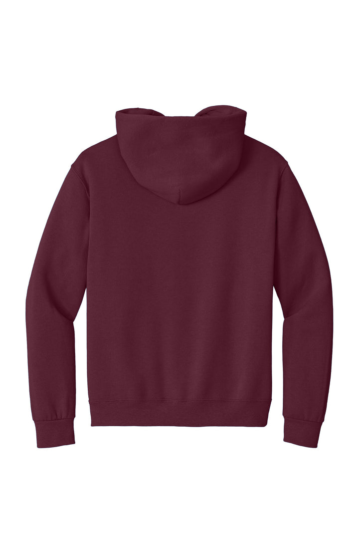 Rear View of Maroon Jerzees Super Sweats NuBlend - Pullover Hooded Sweatshirt. 4997M