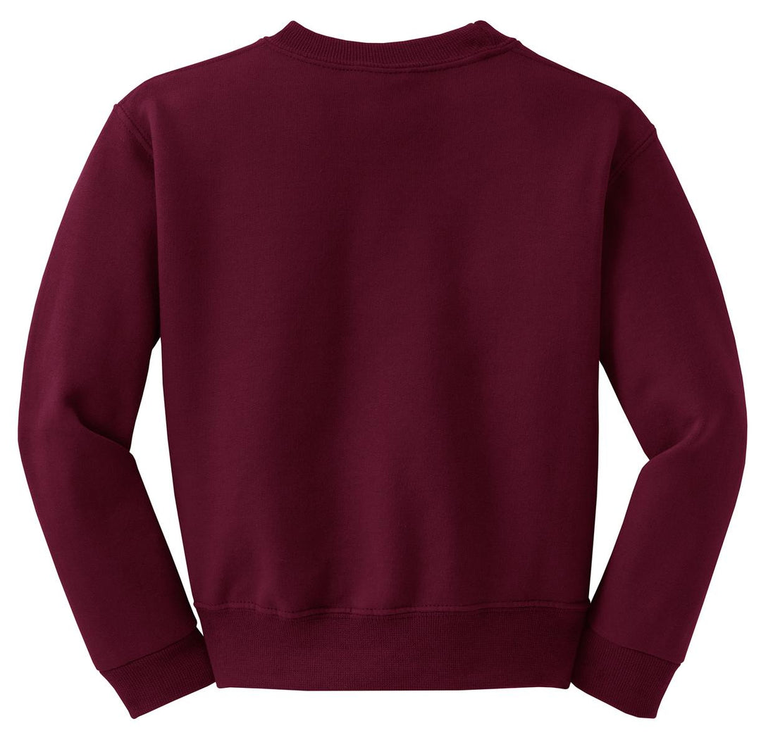 Rear View of Maroon Jerzees - Youth NuBlend Crewneck Sweatshirt. 562B