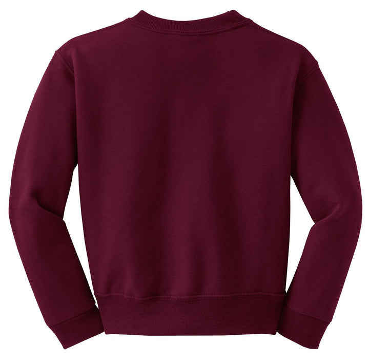 Rear View of Maroon Jerzees - Youth NuBlend Crewneck Sweatshirt. 562B