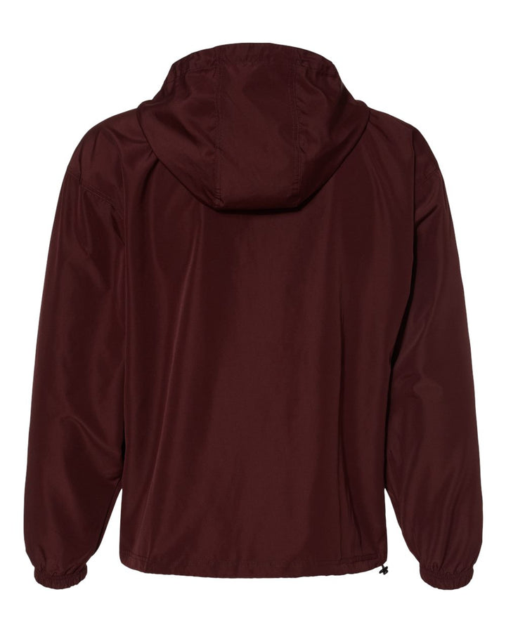 Rear View of Maroon Packable Anorak Jacket - CO200