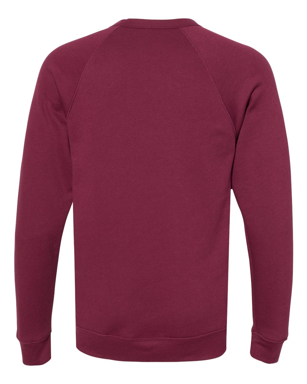 Rear View of Maroon Sponge Fleece Raglan Crewneck Sweatshirt - 3901