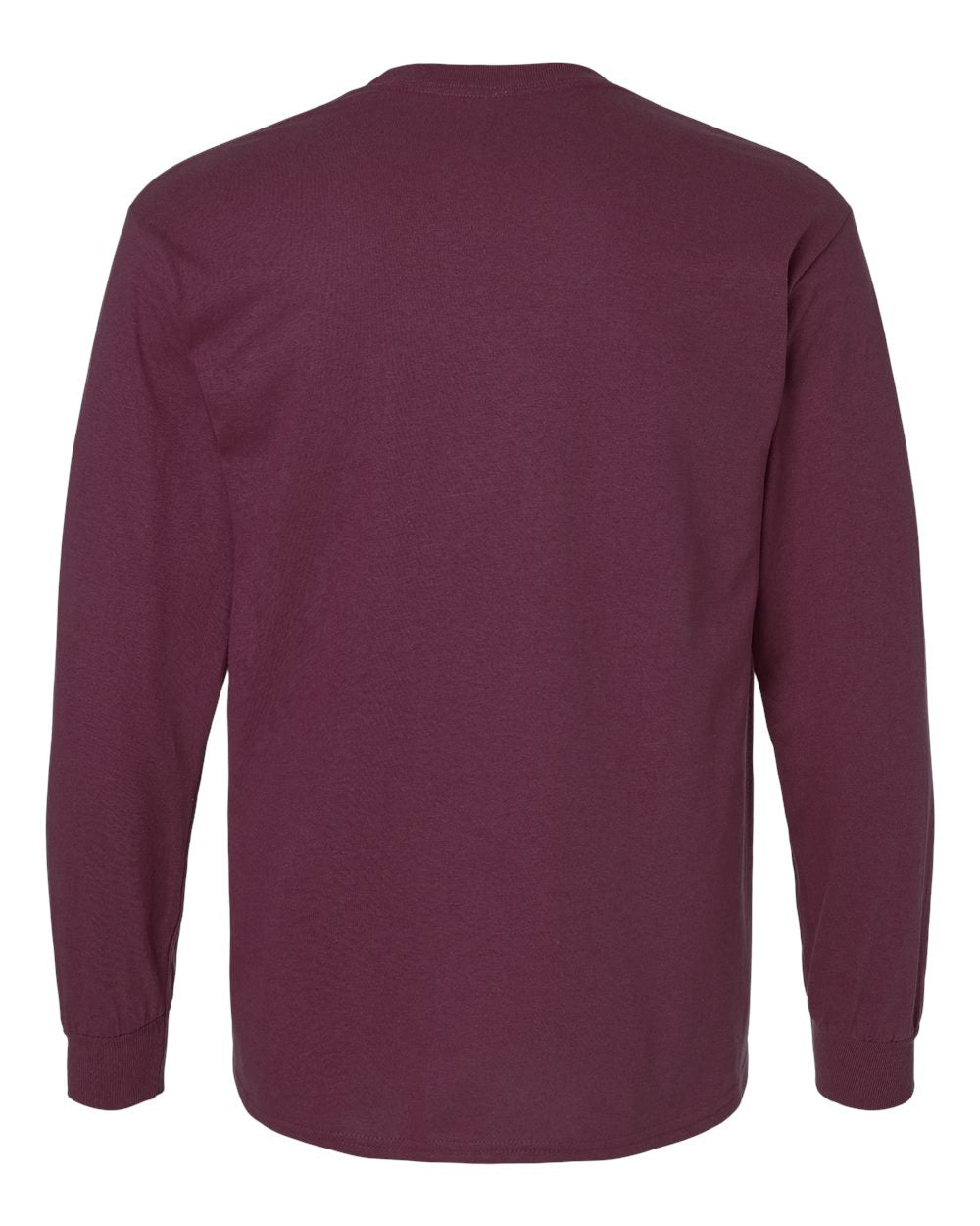 Rear View of Maroon Ultra Cotton® Long Sleeve T-Shirt - 2400