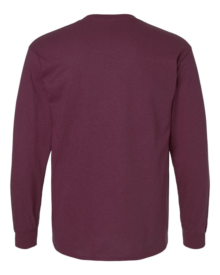 Rear View of Maroon Ultra Cotton® Long Sleeve T-Shirt - 2400