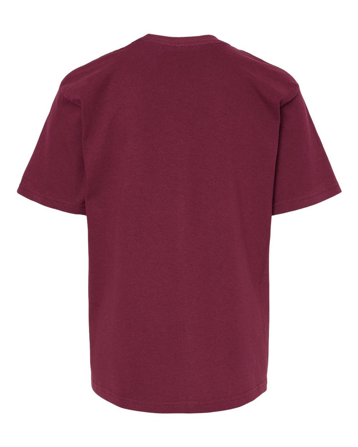 Rear View of Maroon Youth Gold Soft Touch T-Shirt - 4850