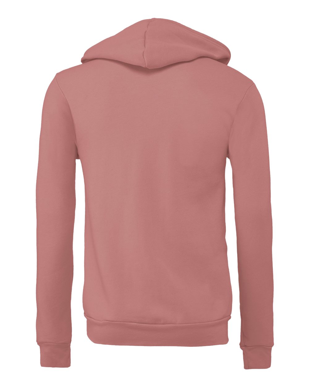Rear View of Mauve Sponge Fleece Full-Zip Hoodie - 3739