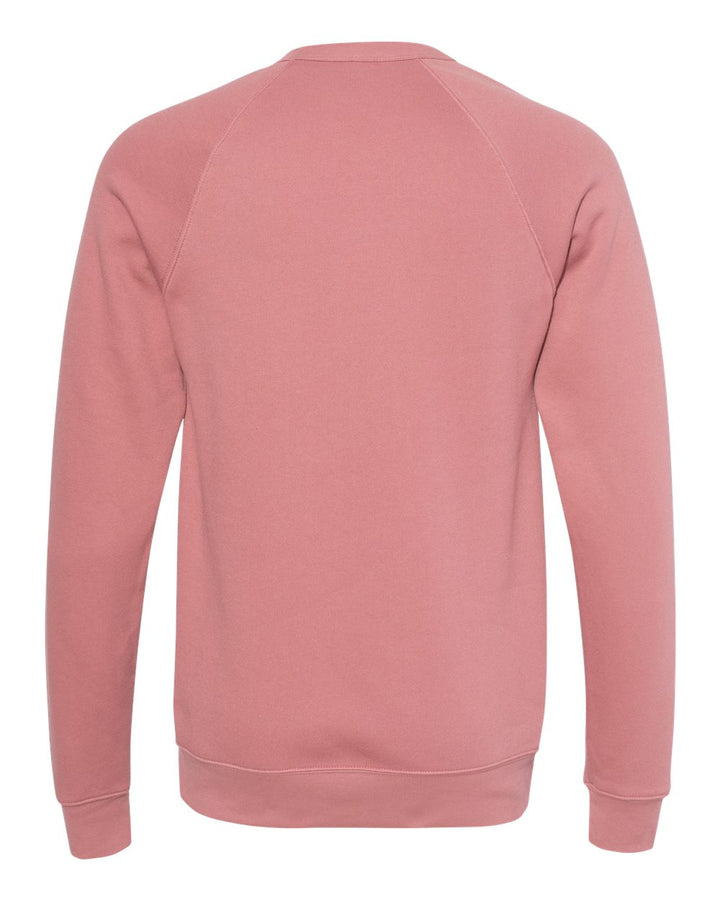 Rear View of Mauve Sponge Fleece Raglan Crewneck Sweatshirt - 3901