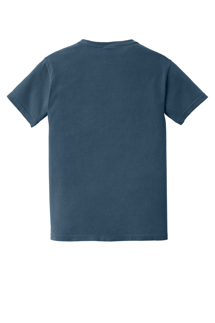 Rear View of Midnight COMFORT COLORS Heavyweight Ring Spun Pocket Tee. 6030