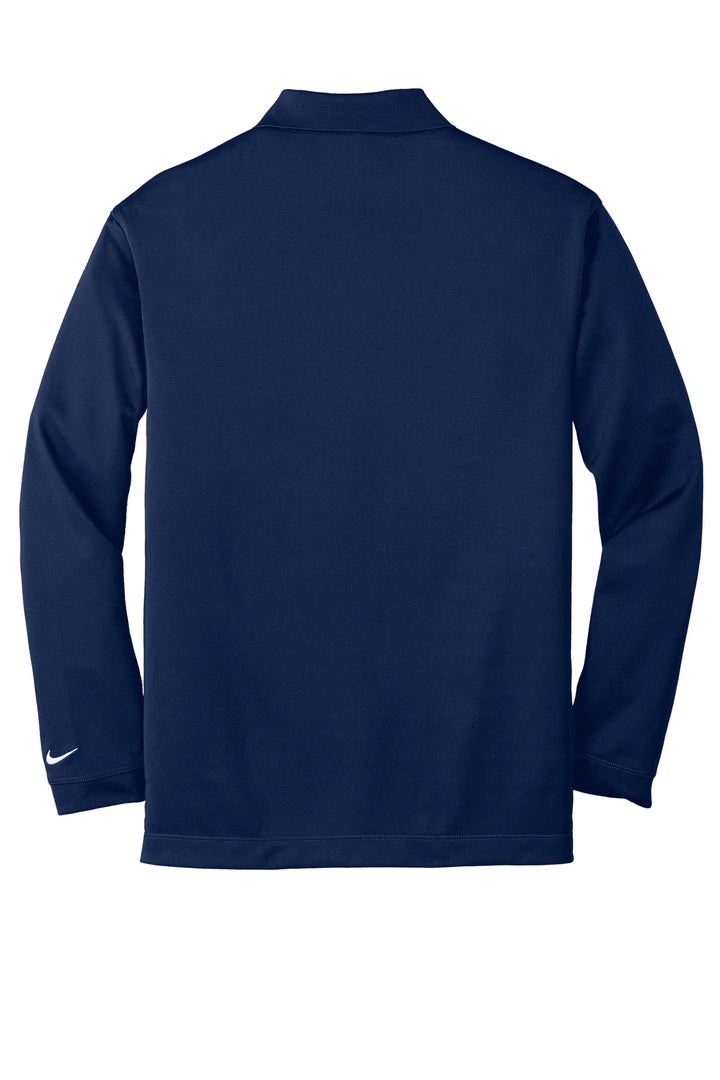 Rear View of Midnight Navy Nike Long Sleeve Dri-FIT Stretch Tech Polo. 466364