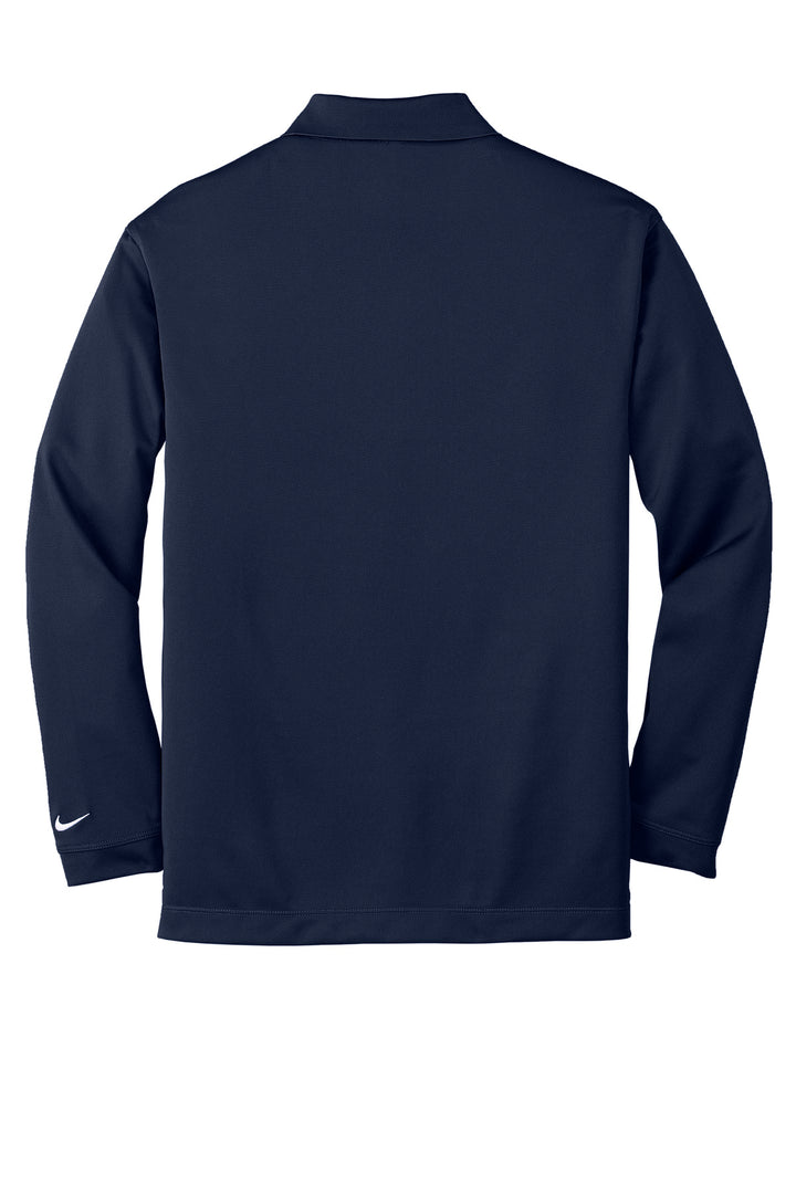 Rear View of Midnight Navy Nike Tall Long Sleeve Dri-FIT Stretch Tech Polo. 604940