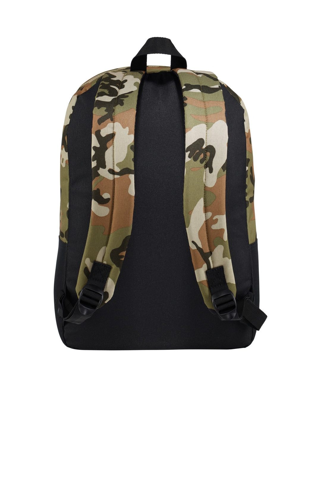 Rear View of Mil Camo/Black Port Authority Retro Backpack BG7150