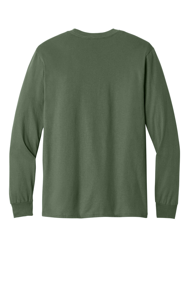Rear View of MilGreen Gildan - Heavy Cotton 100% Cotton Long Sleeve T-Shirt. 5400