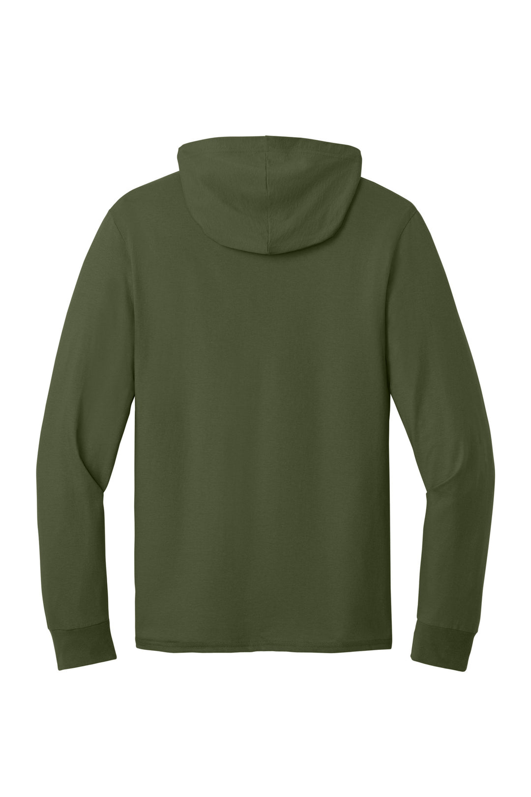 Rear View of MilGreen Jerzees Classics Unisex Cotton Long Sleeve Hooded T-Shirt 363LH