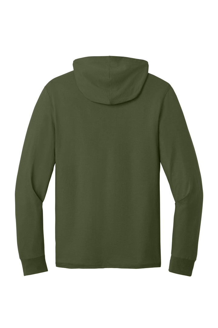 Rear View of MilGreen Jerzees Classics Unisex Cotton Long Sleeve Hooded T-Shirt 363LH