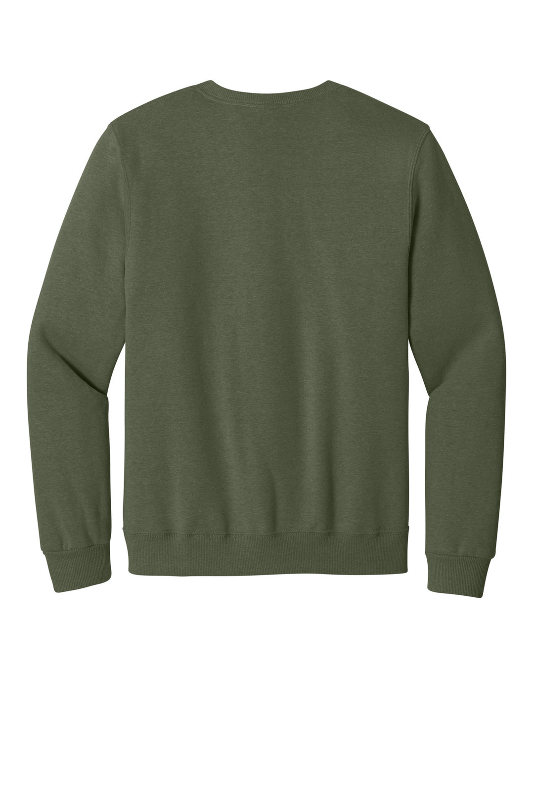 Rear View of MilGrnHtr Jerzees Eco Premium Blend Crewneck Sweatshirt 701M
