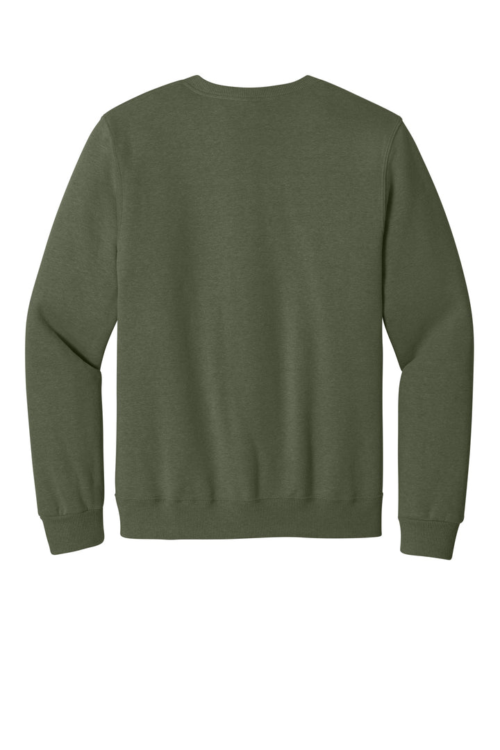 Rear View of MilGrnHtr Jerzees Eco Premium Blend Crewneck Sweatshirt 701M