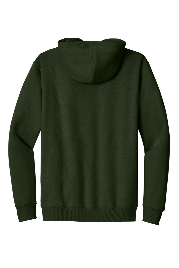 Rear View of MilGrnHtr Jerzees Eco Premium Blend Pullover Hooded Sweatshirt 700M