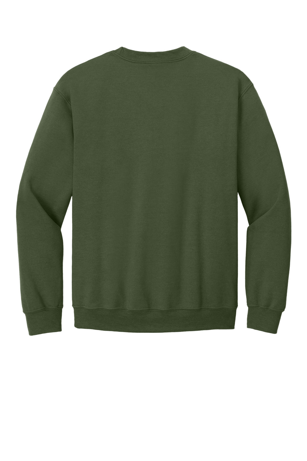 Rear View of Military Green Gildan Heavy Blend Crewneck Sweatshirt. 18000