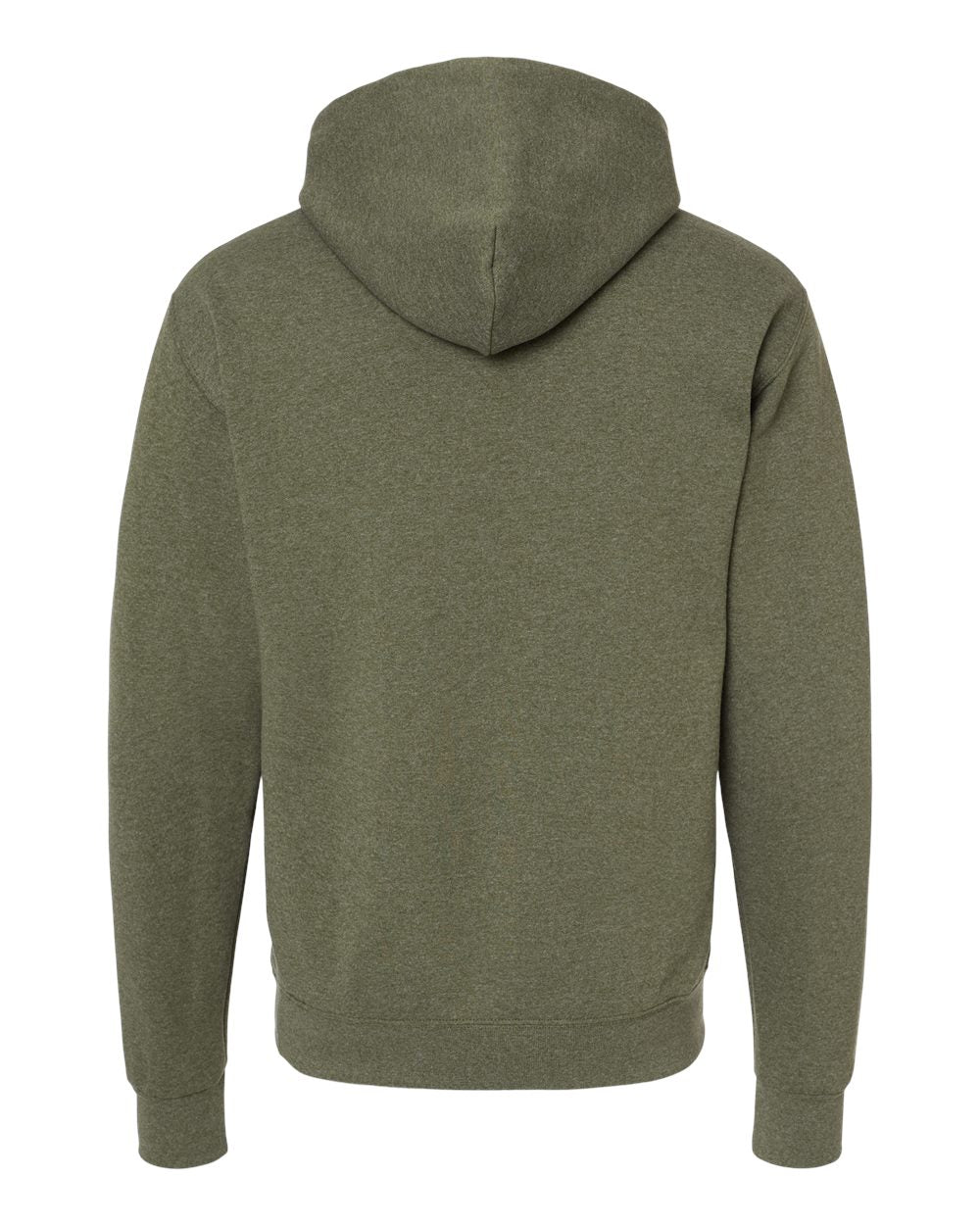 Rear View of Military Green Heather NuBlend® Hooded Sweatshirt - 996MR