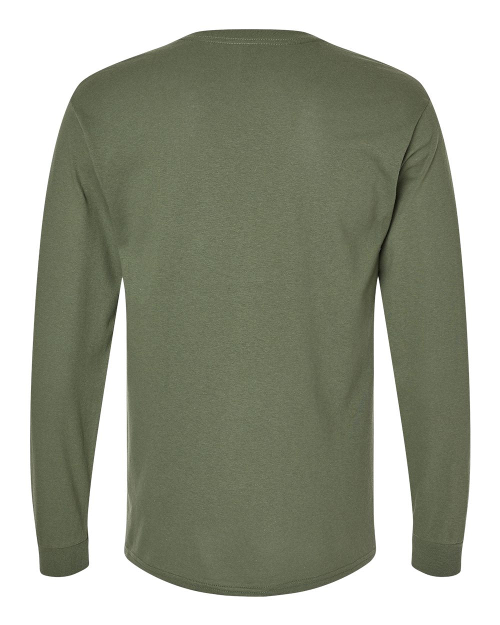 Rear View of Military Green Heavy Cotton™ Long Sleeve T-Shirt - 5400