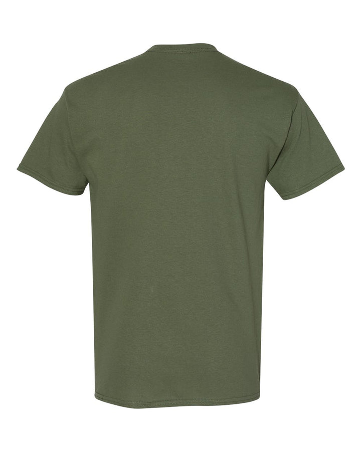 Rear View of Military Green Heavy Cotton™ Youth T-Shirt - 5000B