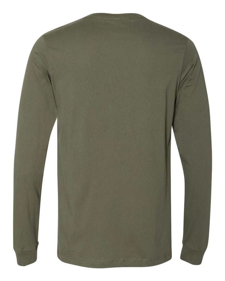 Rear View of Military Green Jersey Long Sleeve Tee - 3501