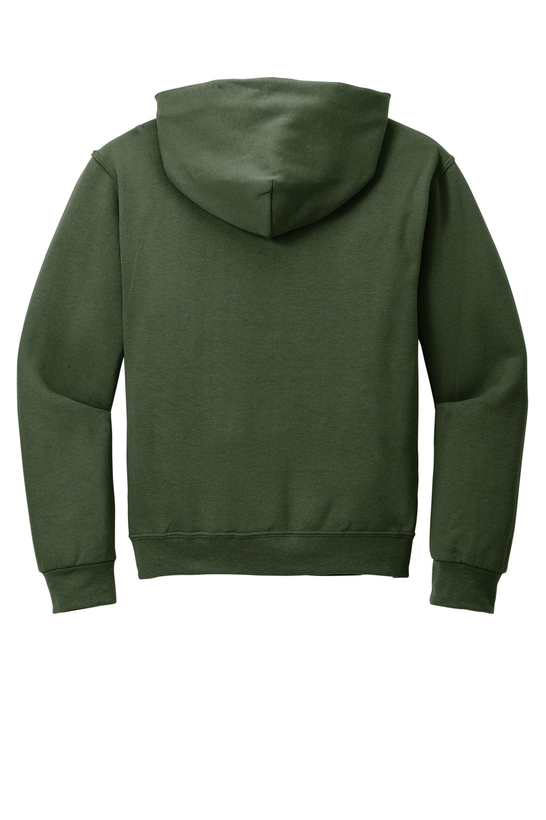 Rear View of Military Green Jerzees NuBlend Pullover Hooded Sweatshirt. 996M
