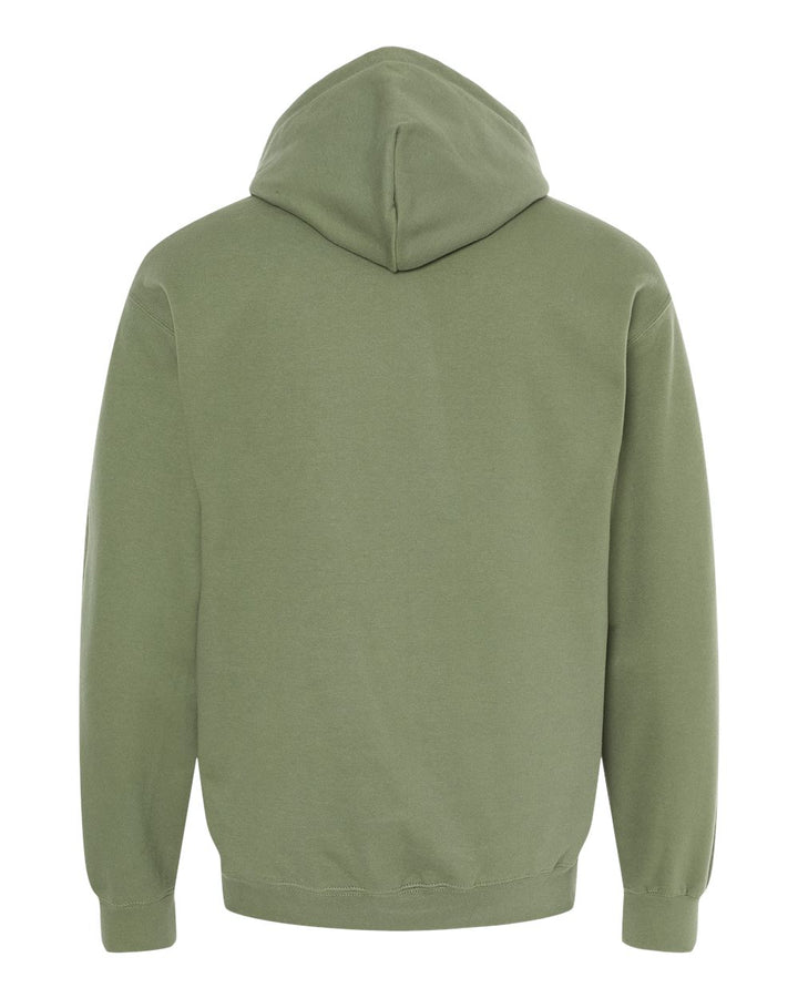 Rear View of Military Green Softstyle® Midweight Hooded Sweatshirt - SF500