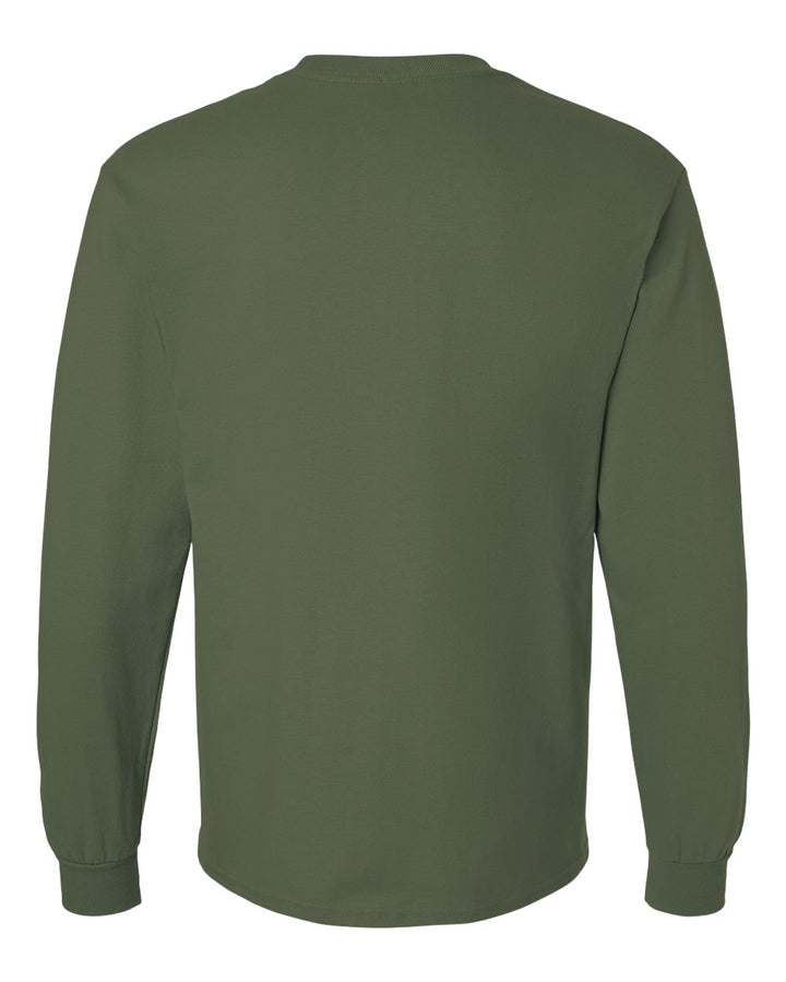 Rear View of Military Green Ultra Cotton® Long Sleeve T-Shirt - 2400