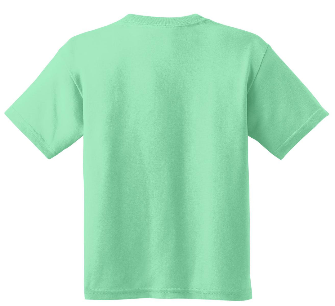 Rear View of Mint Green Gildan - Youth Heavy Cotton 100% Cotton T-Shirt. 5000B