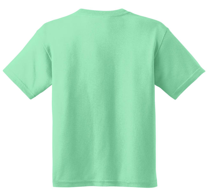 Rear View of Mint Green Gildan - Youth Heavy Cotton 100% Cotton T-Shirt. 5000B