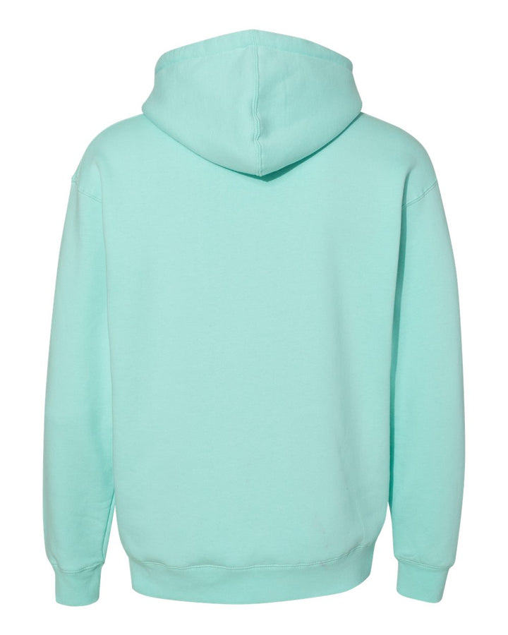 Rear View of Mint Heavyweight Hooded Sweatshirt - IND4000