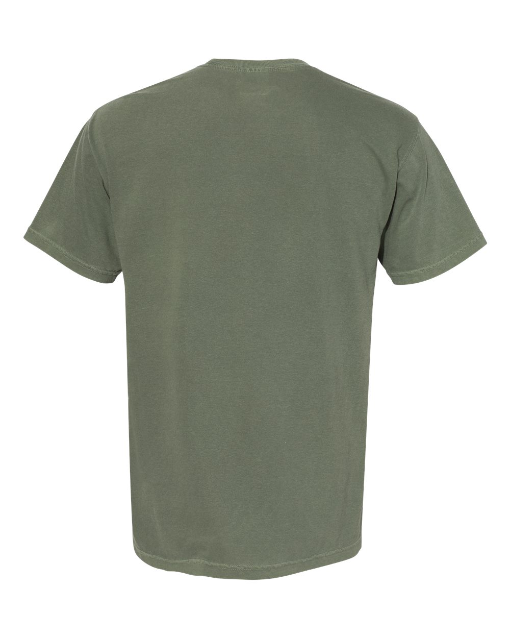 Rear View of Moss Garment-Dyed Heavyweight Pocket T-Shirt - 6030