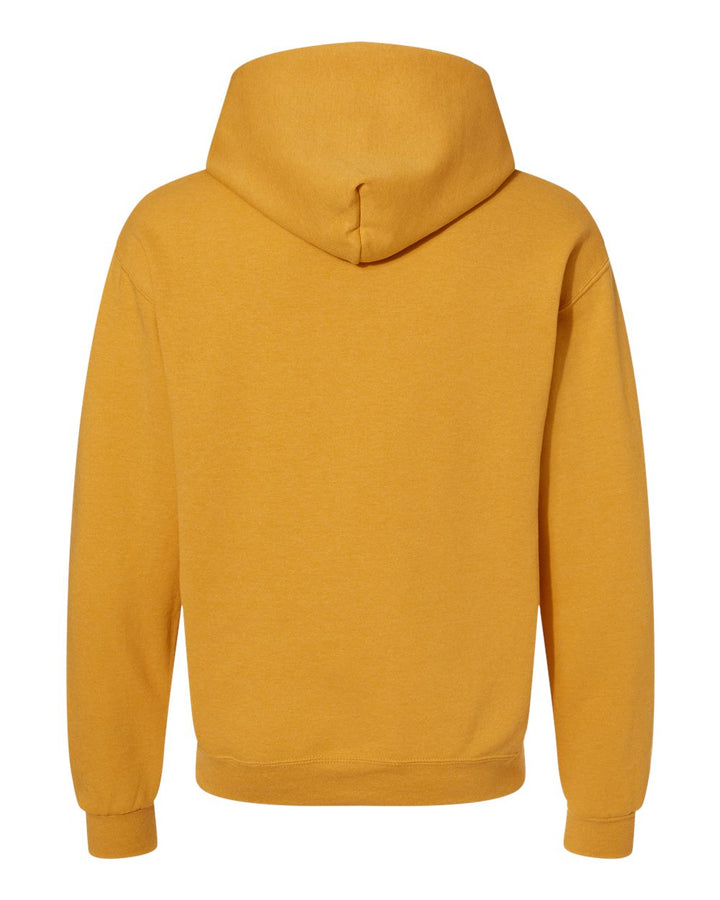 Rear View of Mustard Heather NuBlend® Hooded Sweatshirt - 996MR