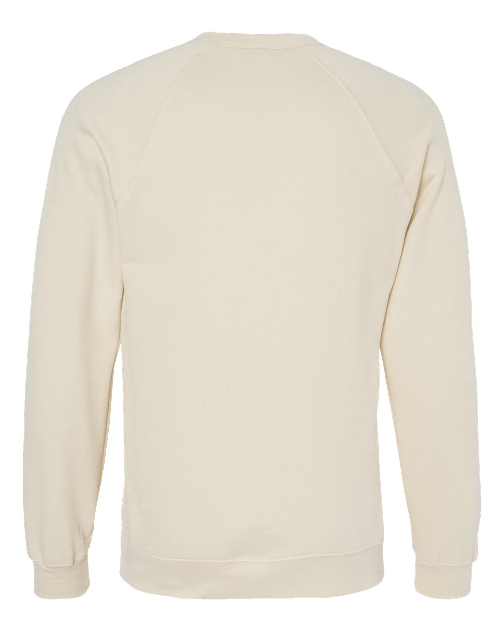 Rear View of Natural Sponge Fleece Raglan Crewneck Sweatshirt - 3901