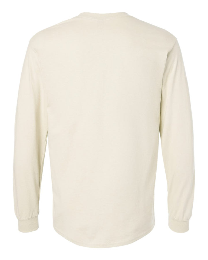 Rear View of Natural Ultra Cotton® Long Sleeve T-Shirt - 2400