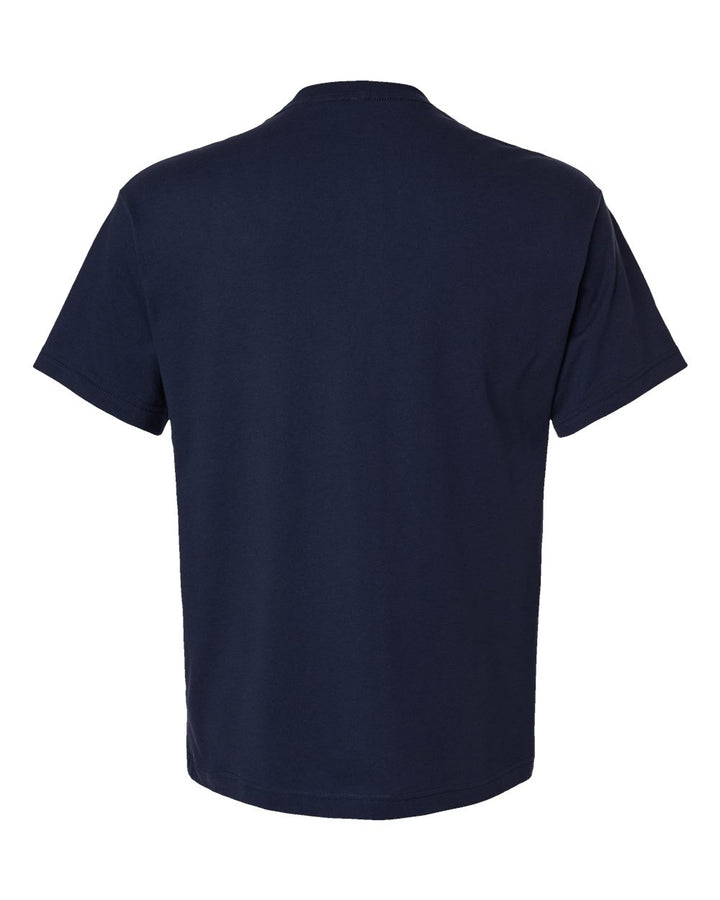 Rear View of Navy 6 oz. Heavyweight Tee - 3010