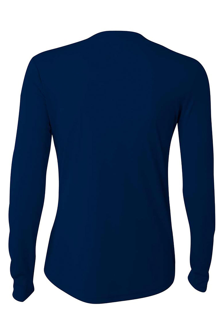 Rear View of Navy A4 Women's Cooling Performance Long Sleeve Tee A4NW3002