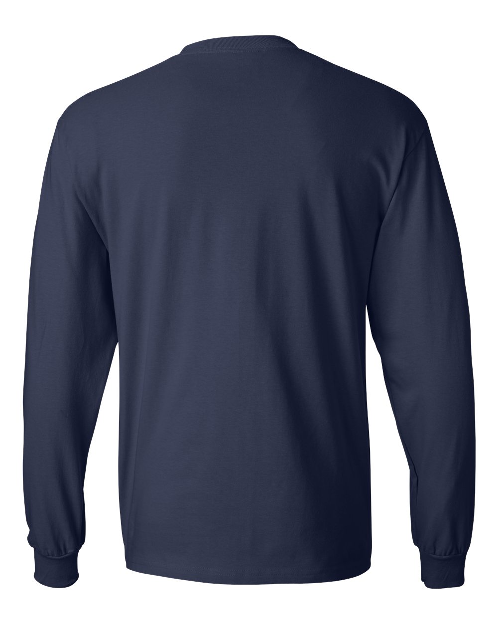 Rear View of Navy Beefy-T® Long Sleeve T-Shirt - 5186