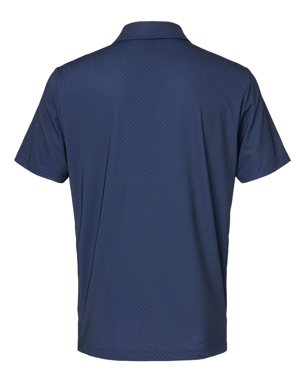 Rear View of Navy Blue/ White/ Grey Three Diamond Dot Print Polo - A498