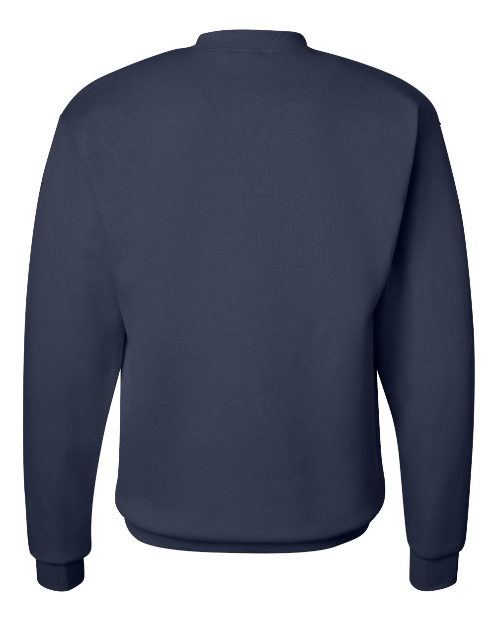 Rear View of Navy Ecosmart® Crewneck Sweatshirt - P160
