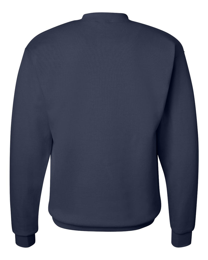 Rear View of Navy Ecosmart® Crewneck Sweatshirt - P160