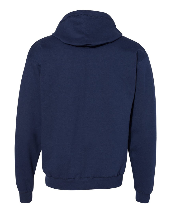 Rear View of Navy Ecosmart® Full-Zip Hooded Sweatshirt - P180